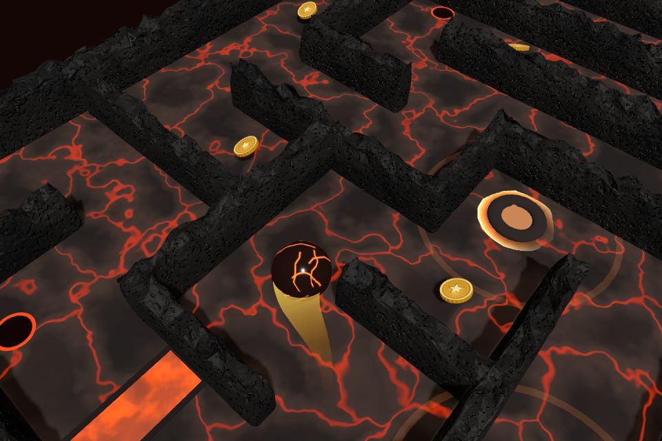 The Magma Works maze with glowing lava seams